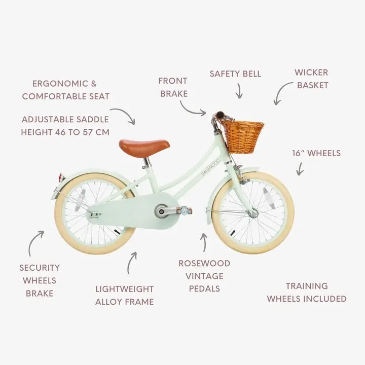 BANWOOD CLASSIC BIKE 16" VINTAGE - PALE MINT