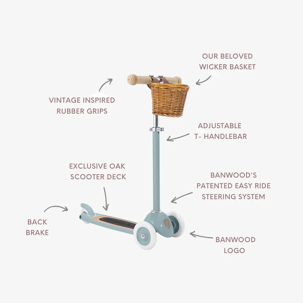 BANWOOD 3-WHEEL SCOOTER VINTAGE - TEAL