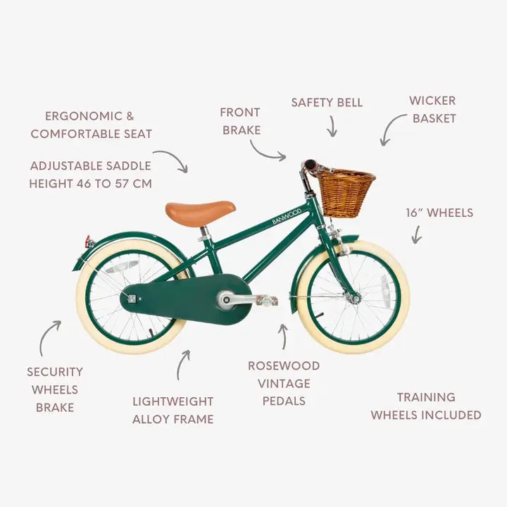 BANWOOD CLASSIC BIKE 16" VINTAGE - GREEN