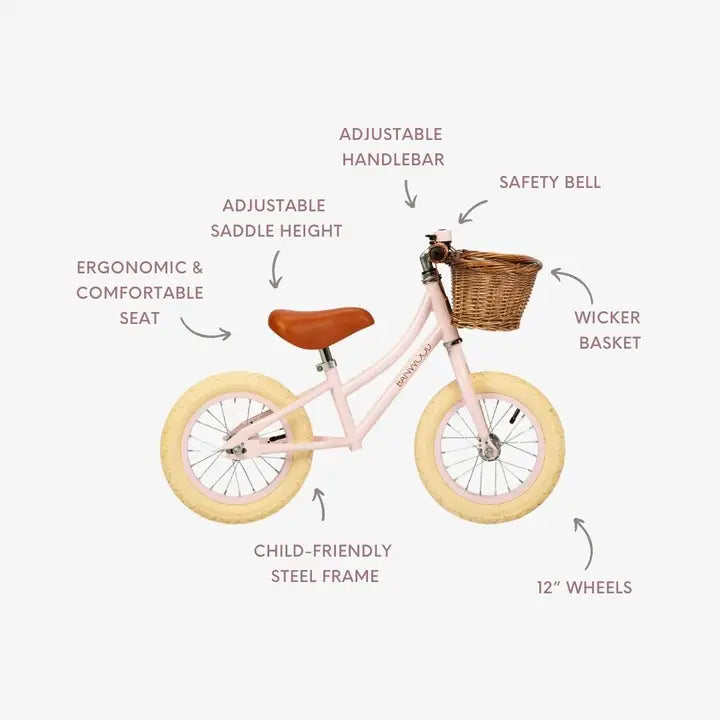 BANWOOD BALANCE BIKE FIRST GO VINTAGE - PINK