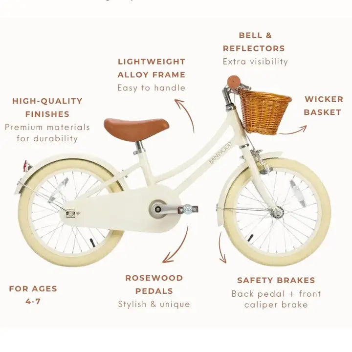 BANWOOD CLASSIC BIKE 16" VINTAGE - CREAM